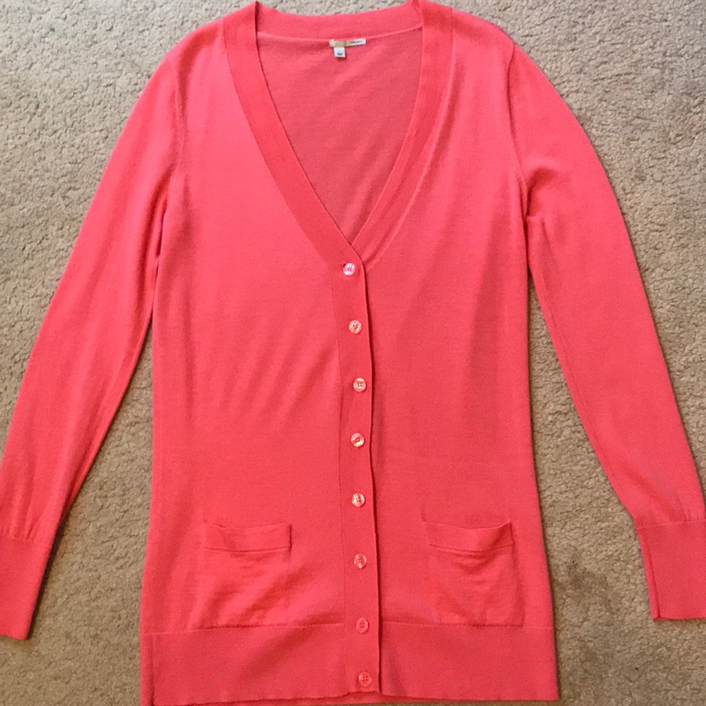 Halogen Coral Button Down Sweater Size L